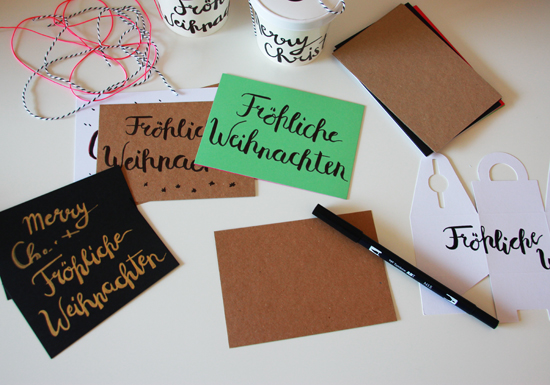 binedoro Blog, Handlettering, Brushlettering, Geschenkverpackung, Verpackung, Grußkarte, DIY, #miomodokreativteam